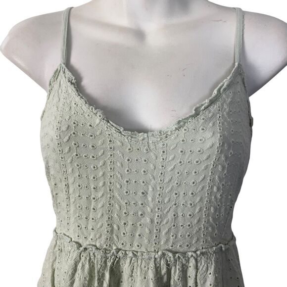 Sim & Sam Babydoll Pastel Green Eyelet Y2K Embroidered Cotton Dress Womens L - Picture 5 of 16